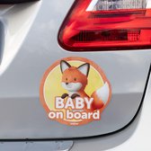 inikini - autosticker - baby on board magneetsticker - vos - auto sticker - weerbestendig - baby aan boord - dieren - baby cadeau