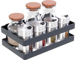 Noswo Kruidenrek Ophangbaar - Kruidenrek Voor Kruidenpotjes - Keukenrek Hangend - 20 cm - Zwart