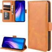 Voor Xiaomi Redmi Note 8 dubbele gesp Crazy Horse zakelijke mobiele telefoon holster met kaart portemonnee beugel functie (geel)