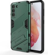 Voor Samsung Galaxy S21 5G Punk Armor 2 in 1 PC + TPU schokbestendig hoesje met onzichtbare houder (groen)