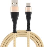 2A USB naar USB-C / Type-C gevlochten datakabel, kabellengte: 1 m (goud)
