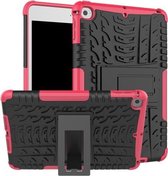 Tyre Texture TPU + PC schokbestendige hoes voor iPad Mini 2019, met houder (roze)