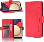 Voor Samsung Galaxy A02s Skin Feel Calf Pattern Horizontale Flip lederen tas met houder & kaartsleuven & fotolijst (rood)