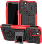 Voor iPhone 11 Pro Tyre Texture TPU + PC schokbestendig hoesje met houder (rood)