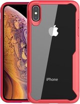 Transparante pc + TPU schokbestendige beschermhoes met volledige dekking voor iPhone XS (rood)