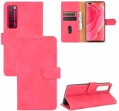 Voor Huawei nova 7 Pro 5G Effen kleur Huidgevoel Magnetische gesp Horizontale flip kalftextuur PU lederen tas met houder & kaartsleuven & portemonnee (Rose Red)