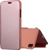 Galvaniserende spiegel horizontale flip lederen tas voor iPhone XS Max, met houder (roségoud)