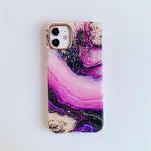 Marmerpatroon Dubbelzijdig lamineren TPU beschermhoes voor iPhone 11 Pro (goudrood)