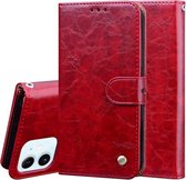 Zakelijke stijl olie wax textuur horizontale flip lederen tas met houder & kaartsleuven & portemonnee voor iPhone 12 mini (rood)
