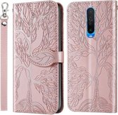 Voor Xiaomi Redmi K30 Life of Tree Embossing Pattern Horizontale Flip Leather Case met houder & kaartsleuf & portemonnee & fotolijst & Lanyard (Rose Gold)