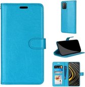 Voor Xiaomi Poco M3 Pure kleur horizontaal Flip PU lederen tas met houder & kaartsleuven & portemonnee & fotolijst (blauw)