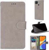 Voor Xiaomi Redmi 9C Retro Frosted Horizontale Flip PU lederen tas met houder & kaartsleuven & portemonnee & fotolijst (grijs)