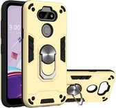Voor LG K31 2 in 1 Armor Series PC + TPU beschermhoes met ringhouder (goud)