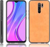 Voor Xiaomi Redmi 9 Schokbestendig Naaien Koe Patroon Huid PC + PU + TPU Case (Oranje)