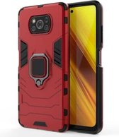 Voor Geschikt voor Xiaomi Poco X3 NFC PC + TPU schokbestendige beschermhoes met magnetische ringhouder (rood)