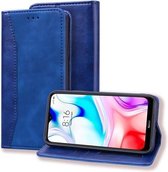 Voor Geschikt voor Xiaomi Redmi 8A Zakelijke stiksels Horizontale flip lederen hoes met dubbele vouw & beugel & kaartsleuven & fotolijst & portemonnee (koningsblauw)