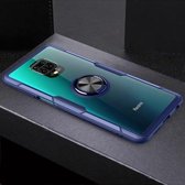 Voor Geschikt voor Xiaomi Redmi Note 9 Pro Max Anti-fall Transparant TPU + Acryl Beschermhoes voor mobiele telefoon met ringbeugel (hemelsblauw)