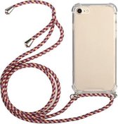 Vierhoekige schokbestendige transparante TPU-beschermhoes met lanyard voor iPhone 8 Plus & 7 Plus (roodgrijs)