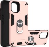 Voor iPhone 12 Pro Max 2 in 1 Armor Series PC + TPU beschermhoes met ringhouder (roségoud)