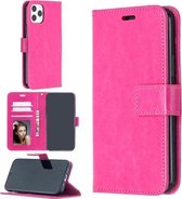 Voor iPhone 12/12 Pro Crazy Horse Texture Horizontale Flip lederen hoes met houder & kaartsleuven & portemonnee & fotolijst (Rose Red)