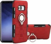 Voor Galaxy S8 2 in 1 kubus pc + TPU beschermhoes met 360 graden draaien zilveren ringhouder (rood)