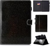 Voor Huawei MediaPad T3 10.0 Vernis Glitter Poeder Horizontale Flip Leren Case met Houder & Kaartsleuf (Zwart)