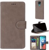 Voor Motorola Moto E7 Retro Frosted Horizontale Flip PU lederen tas met houder & kaartsleuven & portemonnee & fotolijst (bruin)