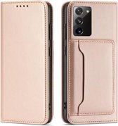 Voor Samsung Galaxy A02s (EU-versie) Sterk magnetisme Vloeibaar gevoel Horizontale flip lederen tas met houder & kaartsleuven en portemonnee (roségoud)