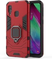 PC + TPU schokbestendige beschermhoes voor Galaxy A40, met magnetische ringhouder (rood)