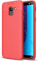Litchi Texture TPU Case voor Galaxy J6 2018 (EU-versie) (rood)