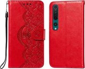 Voor Xiaomi Mi 10 Pro Flower Vine Embossing Pattern Horizontale Flip Leather Case met Card Slot & Holder & Wallet & Lanyard (Red)