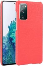 Voor Samsung Galaxy S20 FE schokbestendige krokodiltextuur pc + PU-hoes (rood)