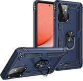 Voor Samsung Galaxy A72 5G schokbestendige TPU + pc-beschermhoes met 360 graden roterende houder (blauw)