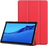 Voor Huawei MediaPad M5 Lite 10,0 inch Custer-patroon Pure kleur Horizontale flip lederen tas met drievoudige houder en met slaap- / wekfunctie (rood)