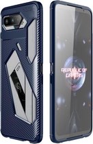 Voor Asus ROG Phone 5 koolstofvezel textuur schokbestendig TPU-hoesje (blauw)