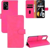 Voor OPPO Realme GT 5G Effen Kleur Huidgevoel Magnetische Gesp Horizontale Flip PU Lederen Case met Houder & Kaartsleuven & Portemonnee (Rose Rood)