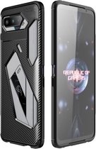 Voor Asus ROG Phone 5 Carbon Fiber Texture Shockproof TPU Case (Zwart)