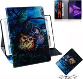 Voor Lenovo Tab M10 FHD Plus TB-X606 Gekleurde Tekening Horizontale Flip Lederen Case met Houder & Kaartsleuven & Portemonnee (Uil)