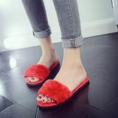 Pluche pantoffels Mode antislip zachte paarslippers, maat: 39 (rood)