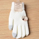 Winter Touchscreen Handschoenen Dames Heren Warm Stretch Gebreide Wanten Imitatie Wol Dikker Vingerhandschoenen (Wit)