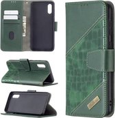 Voor Samsung Galaxy A02 / M02 Bijpassende kleur Krokodiltextuur Horizontale flip PU lederen tas met portemonnee & houder & kaartsleuven (groen)