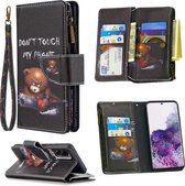 Voor Samsung Galaxy S20 Gekleurde Tekening Patroon Rits Horizontale Flip Leren Case met Houder & Kaartsleuven & Portemonnee (Beer)