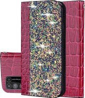 Voor Samsung Galaxy M31 Krokodil Textuur Glitter Sequin Magnetische Aantrekkelijkheid Horizontale Flip Leren Case met Beugel & Kaartsleuven & Riem (wijnrood)