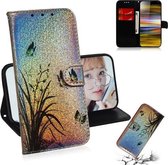 Voor Sony Xperia 10 Plus Gekleurd tekeningpatroon Kleurrijke magnetische gesp Horizontale flip PU lederen hoes met houder & kaartsleuven & portemonnee & lanyard (vlinderorchidee)