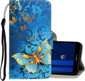Voor Huawei Y5 2018 3D Gekleurde Tekening Horizontale Flip PU Lederen Case met Houder & Kaartsleuven & Portemonnee (jade Vlinder)