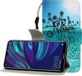 Voor Huawei Honor 10i / 20i Gekleurde Tekening Horizontale Flip Leren Case met Houder & Kaartsleuf & Portemonnee (Blue Coconut Grove)