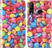 Voor Huawei P30 Lite / nova 4E 3D-schilderij Gekleurd tekeningpatroon Horizontaal Flip TPU + PU-lederen hoes met houder & kaartsleuven & portemonnee & lanyard (gekleurde suiker)