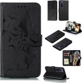Voor Huawei Nova 7 Pro Litchi Textuur Veer Embossing Patroon Horizontale Flip Leren Case met Houder & Kaartsleuven & Portemonnee & Fotolijst & Lanyard (Zwart)