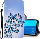 Voor Huawei Y9 2019 3D Gekleurde Tekening Horizontale Flip PU Lederen Case met Houder & Kaartsleuven & Portemonnee (meerdere Vlinders)