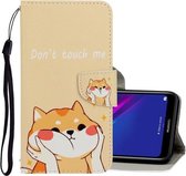 Voor Huawei Y6 2019 3D Gekleurde Tekening Horizontale Flip PU Lederen Case met Houder & Kaartsleuven & Portemonnee (Shiba Inu)